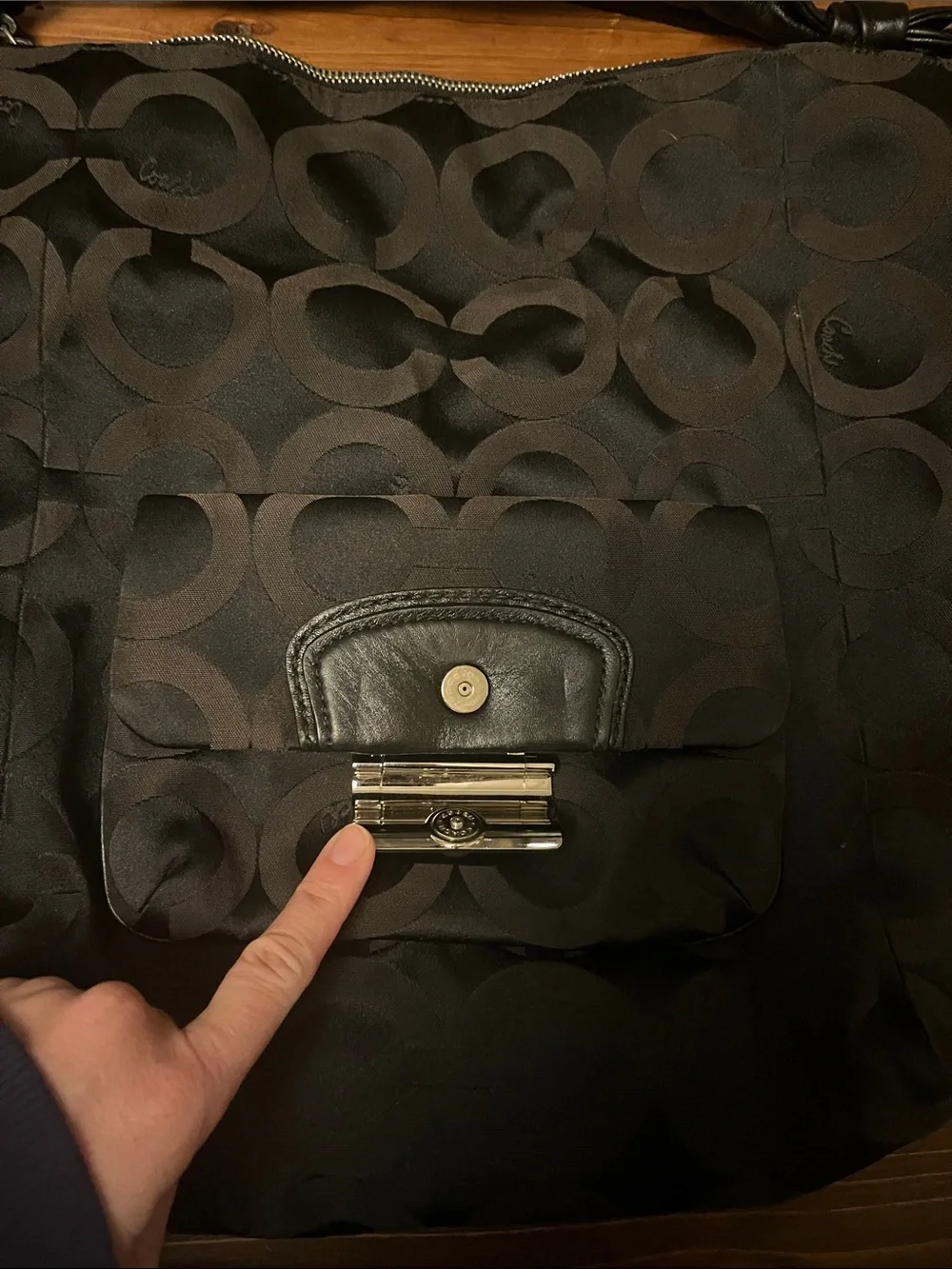 Coach Black Signature Circle Jacquard Shoulder Bag